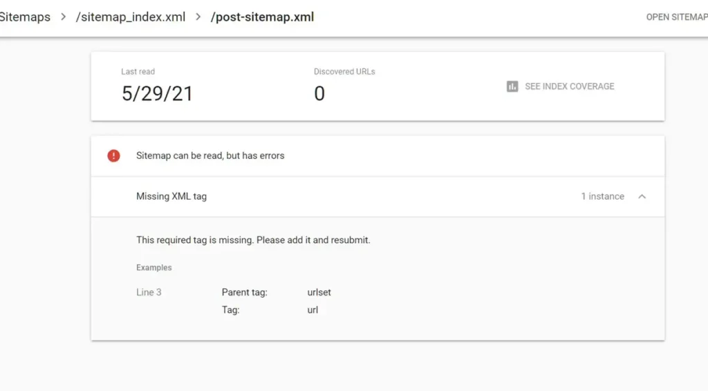 Search Console Sitemap Status